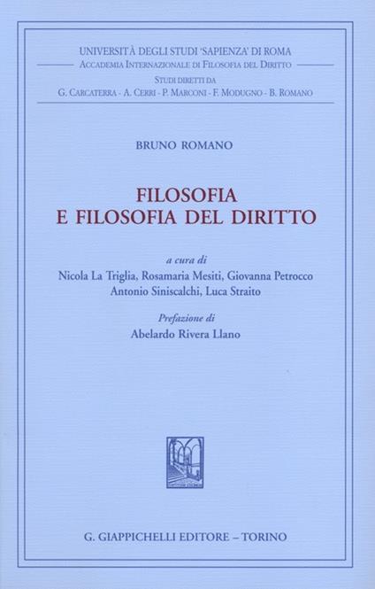 Filosofia e filosofia del diritto - Bruno Romano - copertina