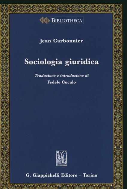 Sociologia giuridica - Jean Carbonnier - copertina