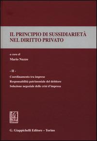 Il principio di sussidiarietà nel diritto privato. Vol. 2: Coordinamento tra imprese. Responsabilità patrimoniale del debitore. Soluzione negoziale delle crisi d'impresa - copertina