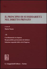 Il principio di sussidiarietà nel diritto privato. Vol. 2: Coordinamento tra imprese. Responsabilità patrimoniale del debitore. Soluzione negoziale delle crisi d'impresa. - copertina