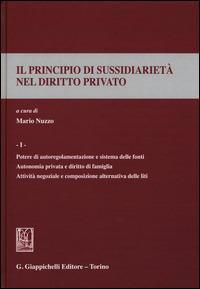 Il principio di sussidiarietà nel diritto privato. Vol. 1: Potere di autoregolamentazione e sistema delle fonti. Autonomia privata e diritto di famiglia. Attività negoziale e composizione alternativa delle fonti. - copertina