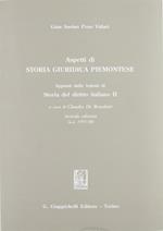 Aspetti di storia giuridica piemontese. Appunti dalle lezioni di storia del diritto italiano 2 (a. a. 1997-98)