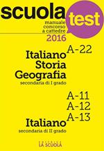 Manuale concorso a cattedre 2016. Italiano-Storia-Geografia A-22, Italiano A11-A12-A13