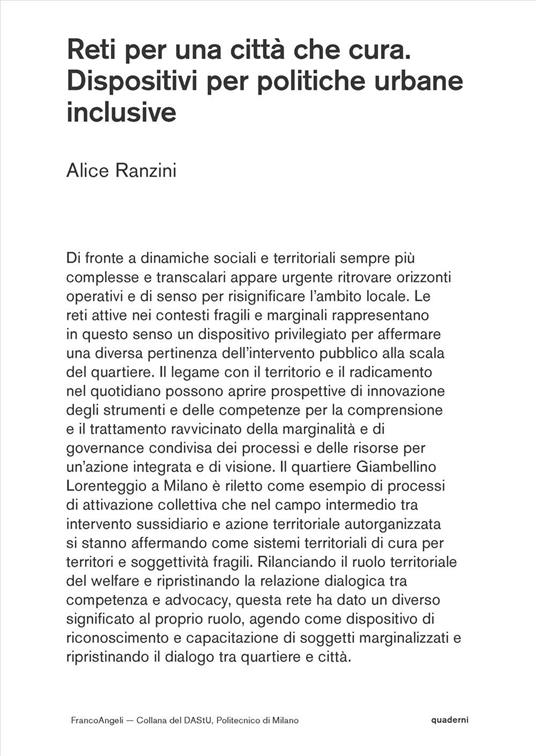 Reti per una città che cura. Dispositivi per politiche urbane inclusive - Alice Ranzini - copertina