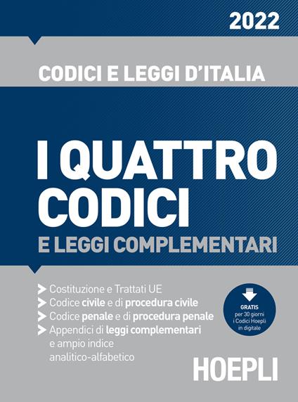 I quattro codici e leggi complementari 2022 - copertina