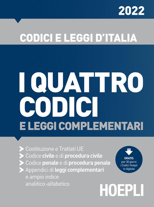 I quattro codici e leggi complementari 2022 - copertina