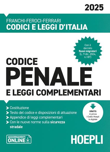 Codice penale e leggi complementari 2025 - Luigi Franchi,Virgilio Feroci,Santo Ferrari - copertina