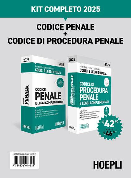 Codice penale e Codice di procedura penale 2025. Kit completo - Luigi Franchi,Virgilio Feroci,Santo Ferrari - copertina