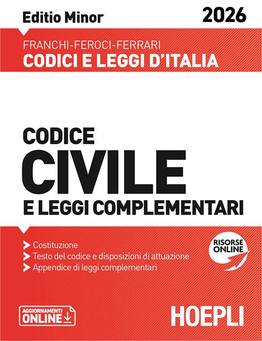 Codice civile e leggi complementari. Editio Minor 2026. Nuova ediz. - Luigi Franchi,Virgilio Feroci,Santo Ferrari - copertina