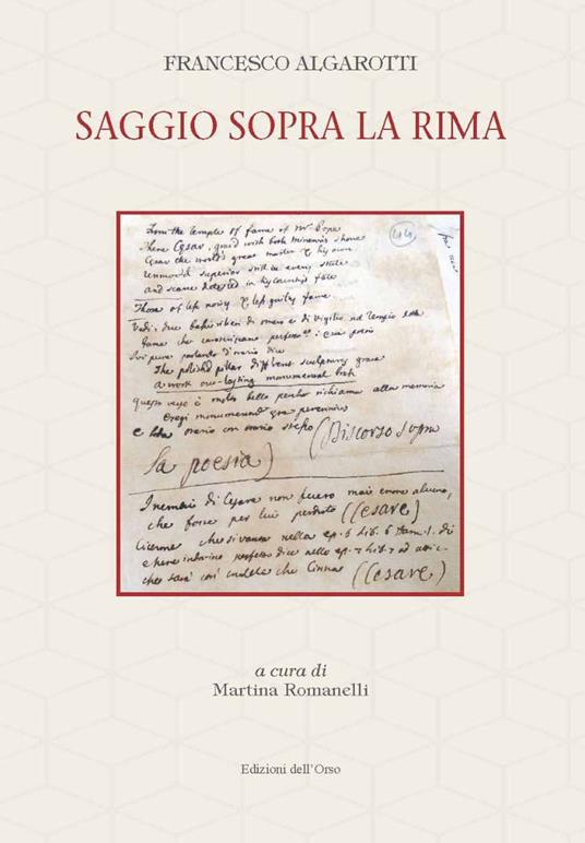 Saggio sopra la rima. Ediz. critica - Francesco Algarotti - copertina