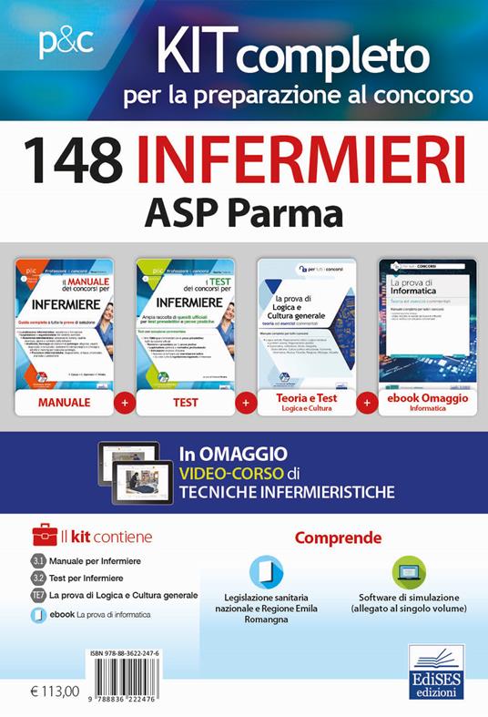 Kit concorso 148 Infermieri ASP Parma. Volumi per la preparazione alla preselezione e prove successive. Con e-book. Con software di simulazione - Rosario Caruso,Francesco Pittella,Guglielmo Guerriero - copertina