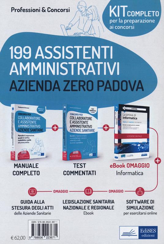 Concorso 199 assistenti amministrativi (Cat. C) Azienda Zero Regione Veneto. Kit completo - Ivano Cervella - copertina