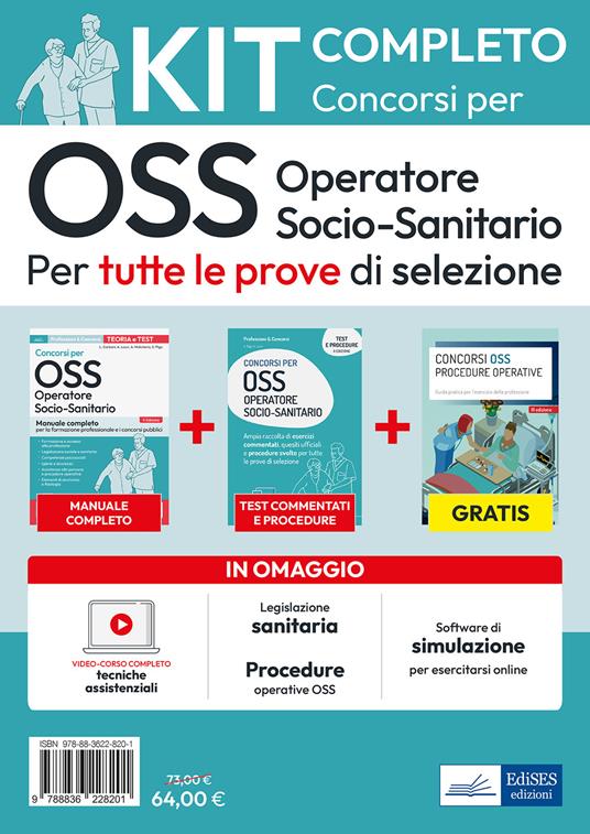Kit dei concorsi per OSS. Volumi completi per tutte le prove di selezione. Con aggiornamento online. Con software di simulazione - Luigia Carboni,Antonella Locci,Anna Malatesta - copertina