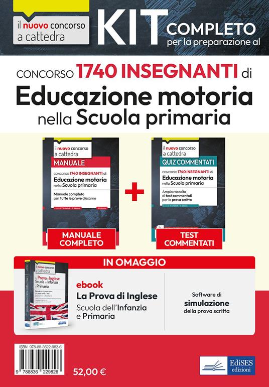 Kit Concorso per 1740 insegnanti di Educazione motoria nella scuola primaria. Manuale + Test + Software - copertina