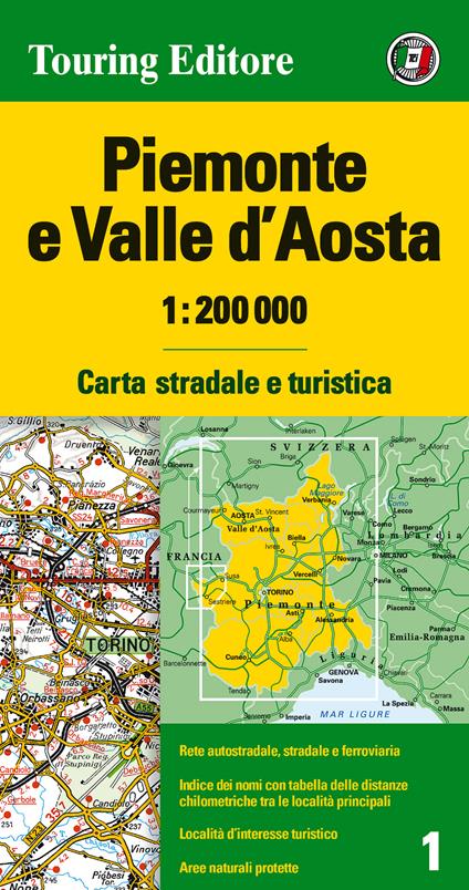 Piemonte e Valle d'Aosta 1:200.000. Carta stradale e turistica. Ediz. multilingue - copertina