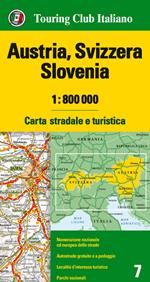 Austria, Svizzera, Slovenia 1:800.000. Carta stradale e turistica. Ediz. multilingue