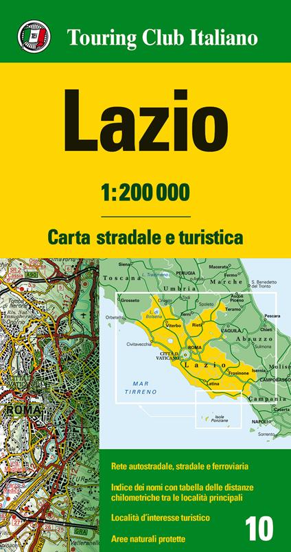 Lazio 1:200.000. Carta stradale e turistica. Ediz. multilingue - copertina