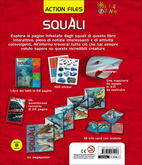Squali. Con 18 info card con scatola. Con maschera 3D. Con megaposter. Con 100 sticker - 2