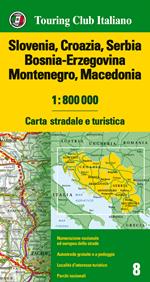 Slovenia, Croazia, Serbia, Bosnia Erzegovina, Montenegro, Macedonia 1:800.000. Carta stradale e turistica. Ediz. multilingue