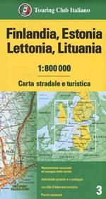 Finlandia, Estonia, Lettonia, Lituania 1:800.000. Carta stradale e turistica