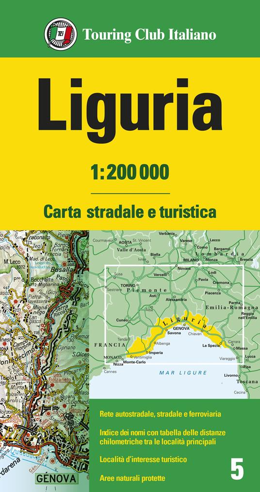 Liguria 1:200.000. Carta stradale e turistica. Ediz. multilingue - copertina