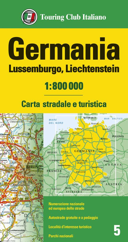 Germania, Lussemburgo, Liechtenstein 1:800.000. Carta stradale e turistica - copertina