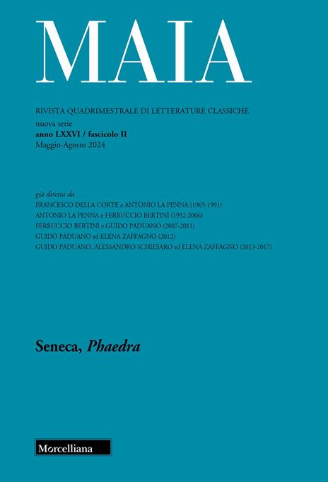 Maia. Rivista di letterature classiche (2024). Vol. 2: Seneca, Phaedra - copertina