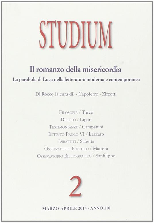 Studium (2014). Vol. 2: Il romanzo della misericordia. La parabola di Luca nella letteratura moderna e contemporanea - copertina