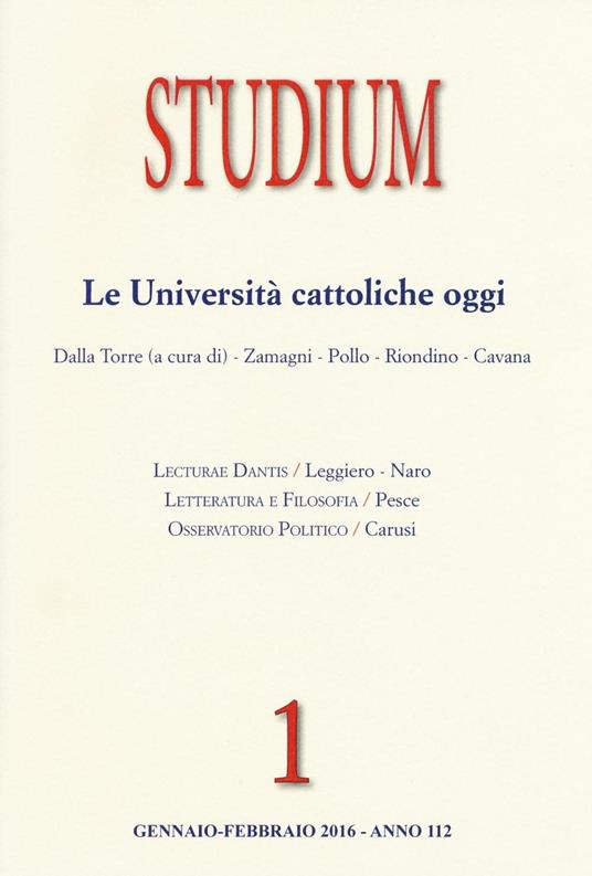 Studium (2016). Vol. 1: Le università cattoliche oggi - copertina
