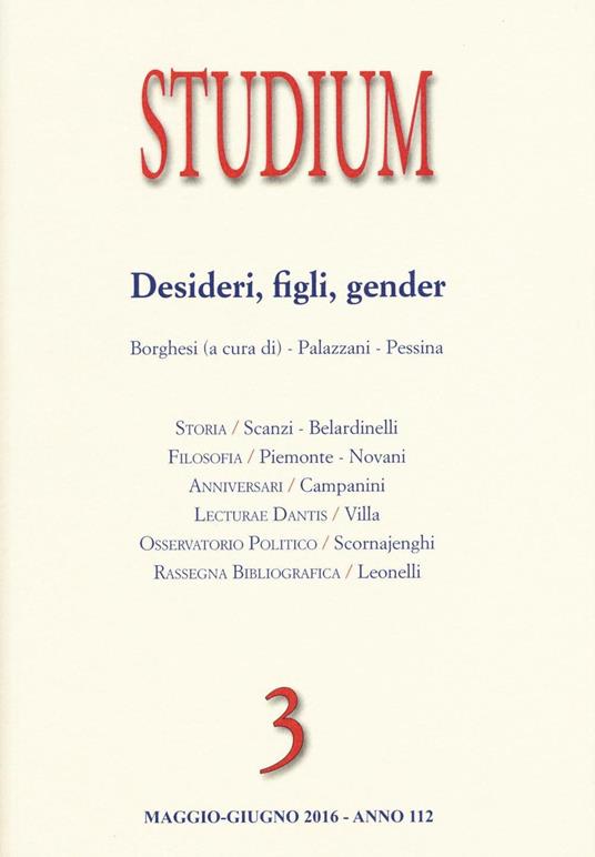 Studium (2016). Vol. 3: Gender, figli, desideri. - copertina