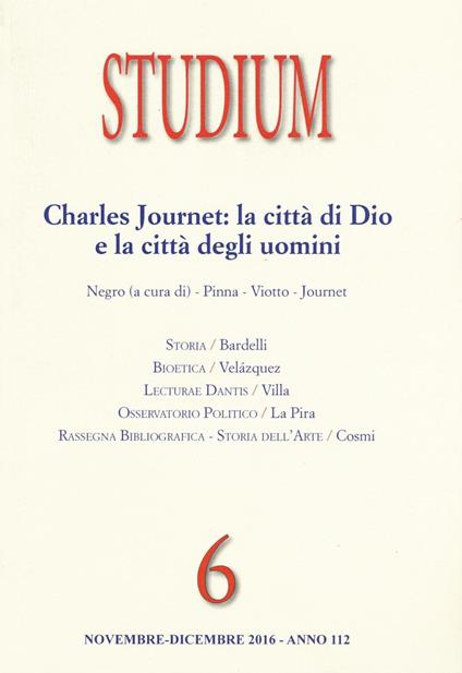 Studium (2016). Vol. 6: Charles Journet: la città di Dio e la città degli uomini. - copertina
