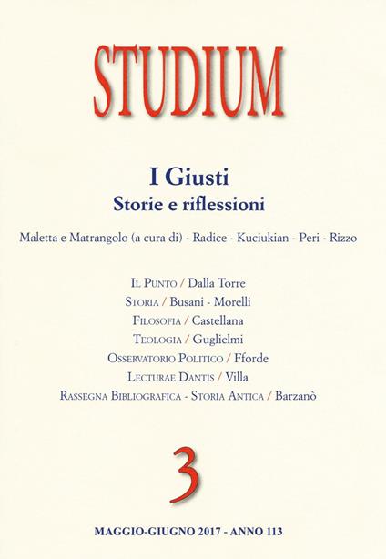 Studium  (2017). Vol. 3: giusti. Storie e riflessioni, I. - copertina