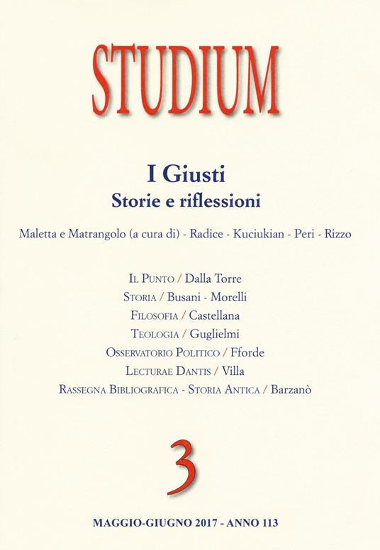 Studium  (2017). Vol. 3: giusti. Storie e riflessioni, I. - copertina