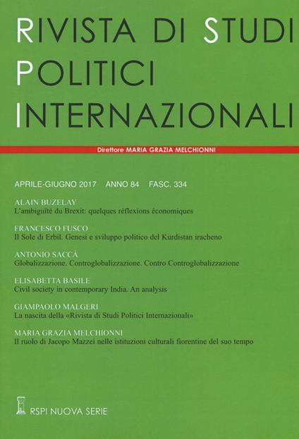 Rivista di studi politici internazionali (2017). Vol. 2 - copertina