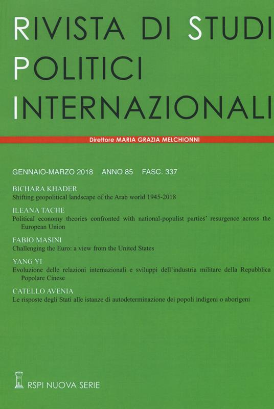 Rivista di studi politici internazionali (2018). Vol. 1 - copertina