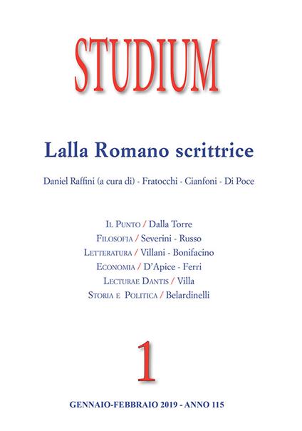 Studium (2019). Vol. 1: Lalla Romano scrittrice. - copertina