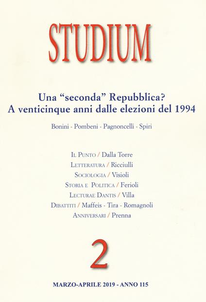 Studium (2019). Vol. 2: Una «seconda» Repubblica? A venticinque anni dalle elezioni del 1994 - copertina