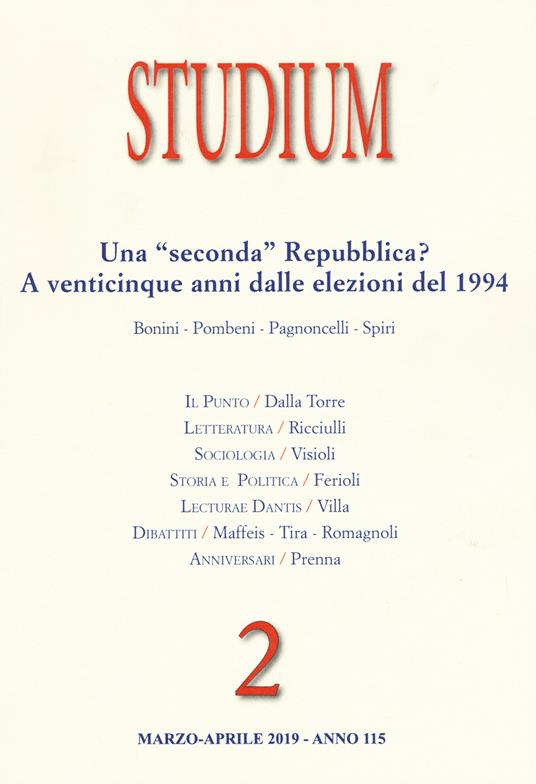 Studium (2019). Vol. 2: Una «seconda» Repubblica? A venticinque anni dalle elezioni del 1994 - copertina
