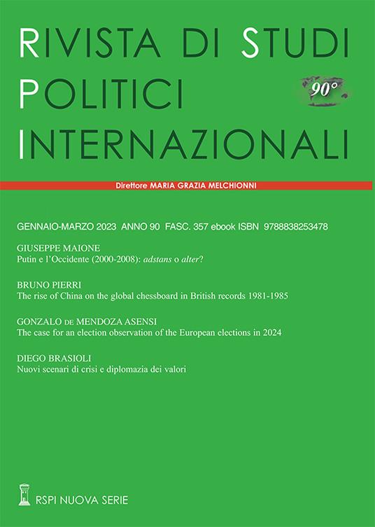 Rivista di studi politici internazionali (2023). Vol. 1 - copertina