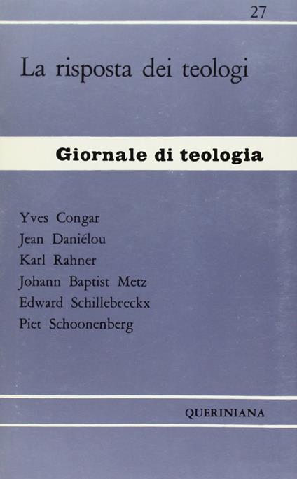 La risposta dei teologi - Yves Congar,Jean Daniélou,Karl Rahner - copertina