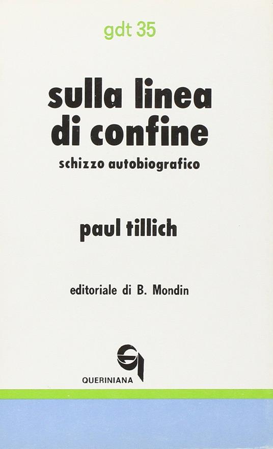 Sulla linea di confine. Schizzo autobiografico - Paul Tillich - copertina