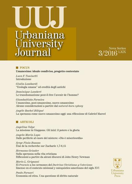 Urbaniana University Journal. Euntes Docete (2013). Ediz. integrale. Vol. 3: Focus. Umanesimo: ideale condiviso, progetto contestato - Angèle Rachel Bilégué,Giambattista Formica,Dominique Lambert - copertina