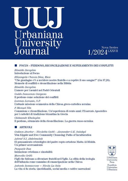 Urbaniana University Journal (2024). Vol. 1: Perdono, riconciliazione e superamento dei conflitti - copertina