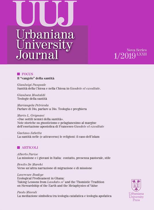 Urbaniana University Journal. Euntes Docete (2019). Vol. 1: Vangelo della santità, Il. - copertina