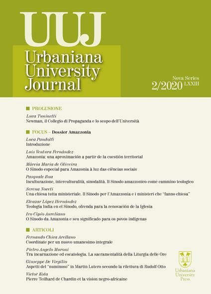 Urbaniana University Journal. Euntes Docete (2020). Vol. 2: Dossier Amazzonia - Pasquale Bua,Serena Noceti,Luca Pandolfi - copertina
