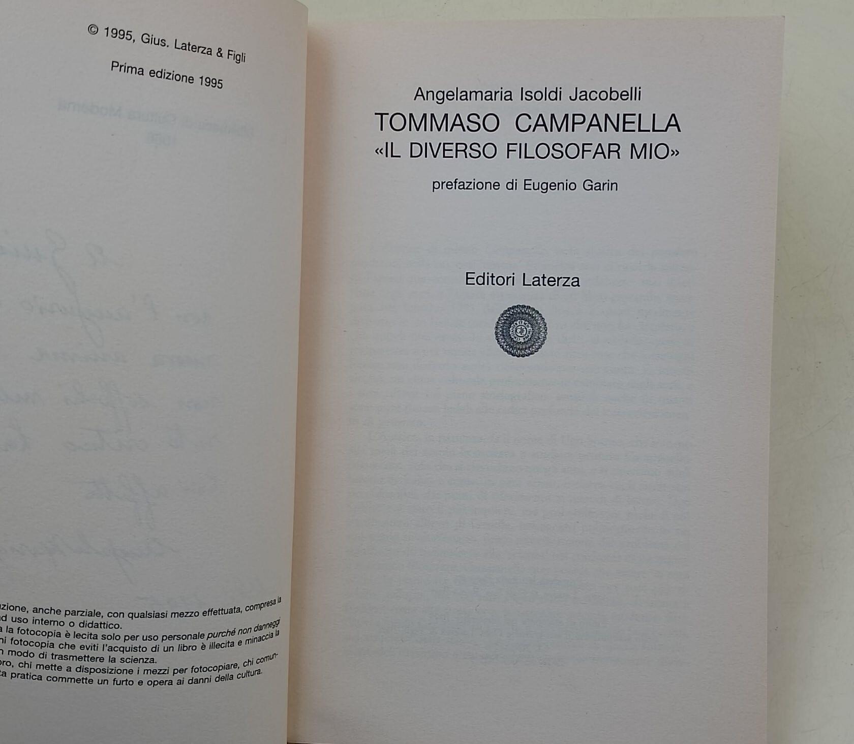Tommaso Campanella. «Il diverso filosofar mio»
