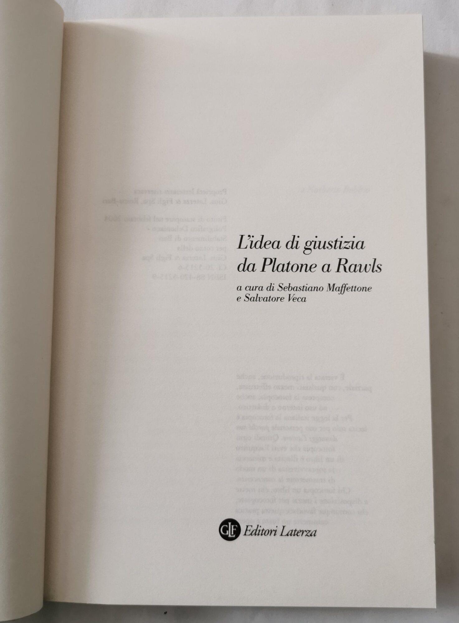 L' idea di giustizia da Platone a Rawls