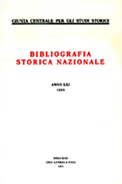 Bibliografia storica nazionale (1999). Vol. 61 - copertina