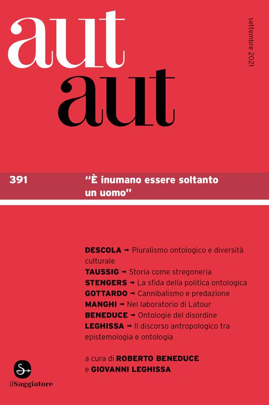 Aut aut. Vol. 391: «È inumano essere soltanto un uomo» - copertina