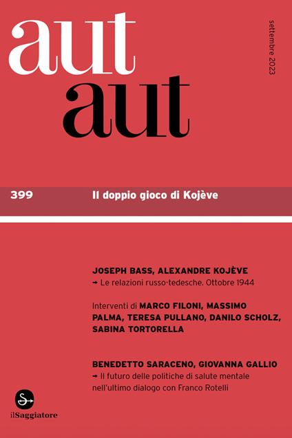Aut aut. Vol. 399: Il doppio gioco di Kojève - copertina